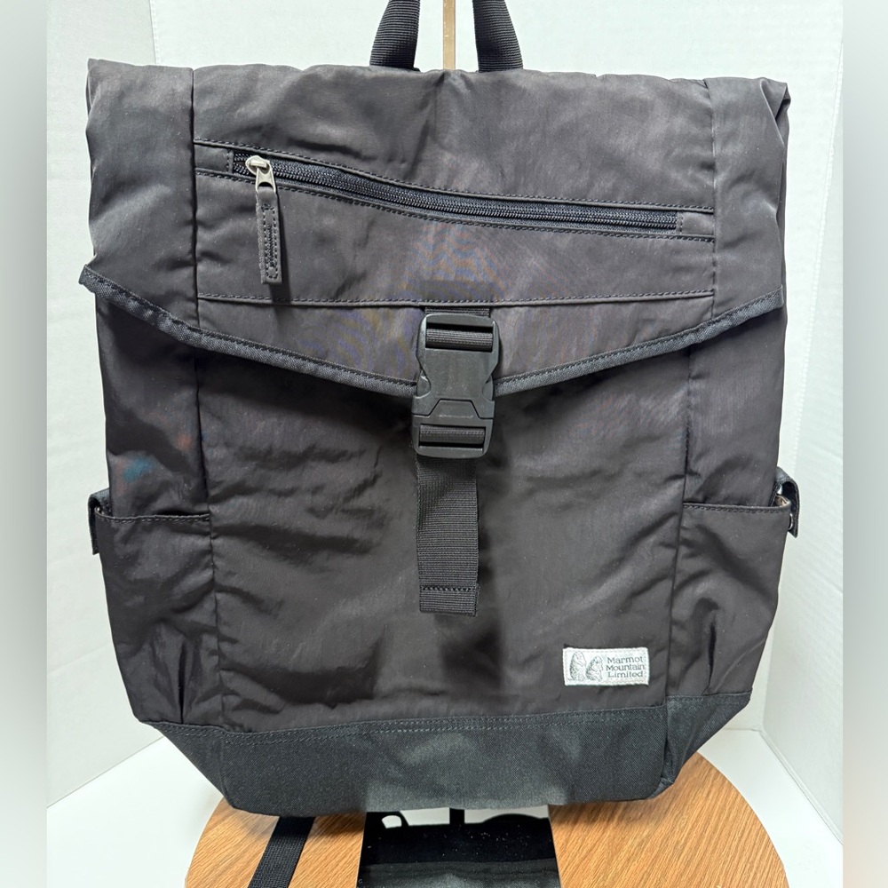 Marmot Mountain Limited Black Nylon Fold Over Flap Backpack